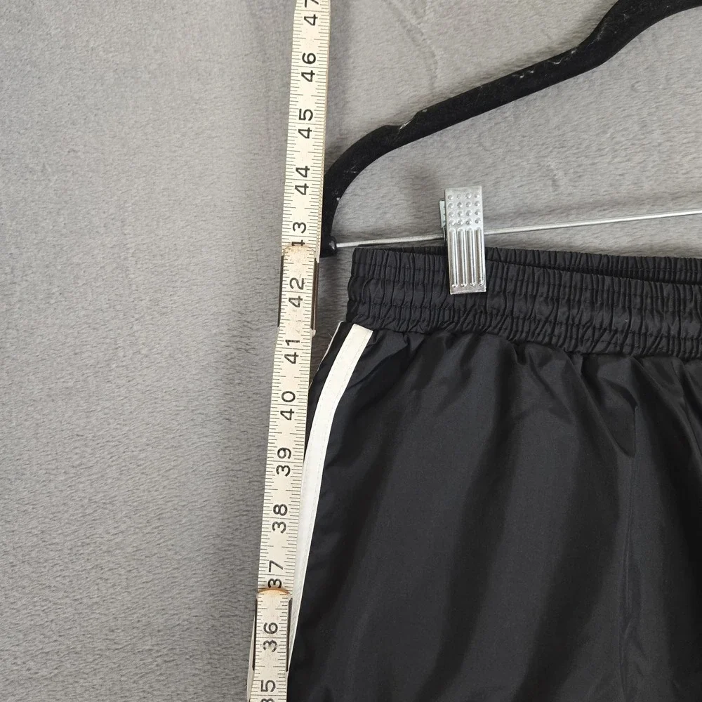 VTG Adidas Track Pants Mens XL Black White 3 Stripe Lined Ankle Zip Drawstring